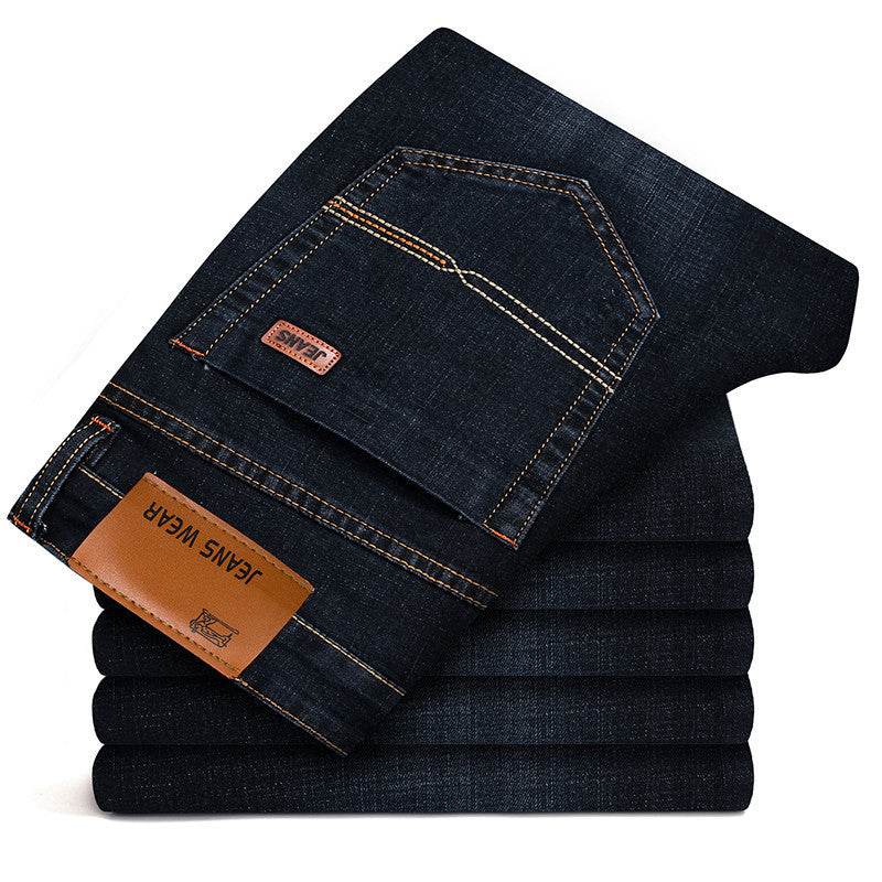 Slim Fit Elastic Straight Jeans - Mubimart