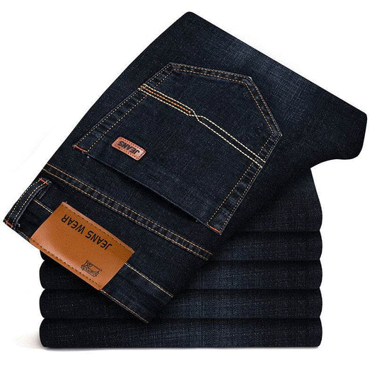 Slim Fit Elastic Straight Jeans - Mubimart