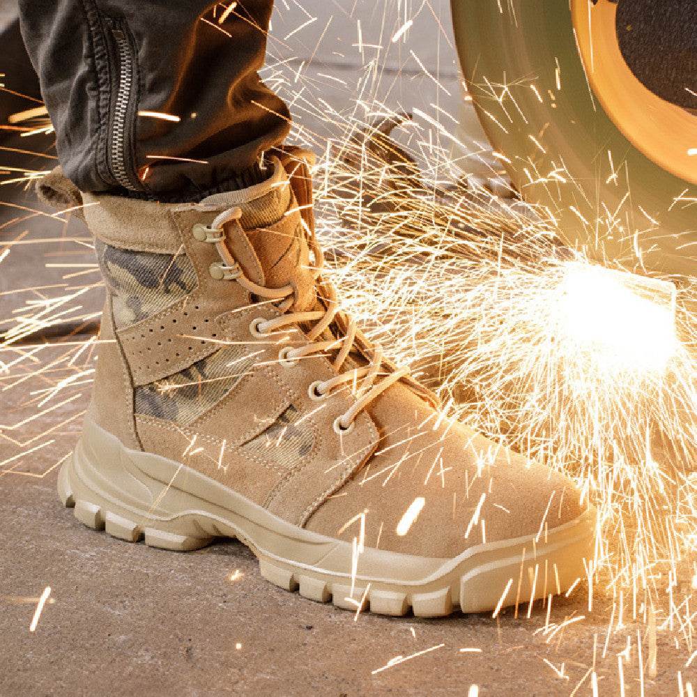 Outdoor Protective Combat Boots Steel Toe Cap Attack Shield And Anti-stab Safety Boots Wear-resistant High-top - Mubimart