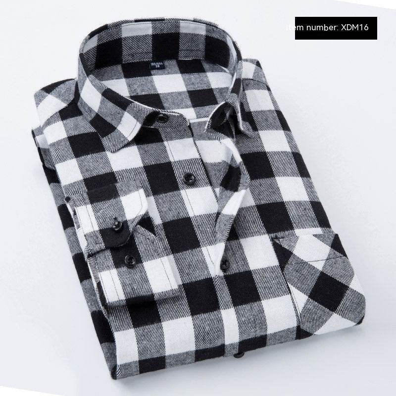 Men's Casual Flannel Long-sleeved Shirt - Mubimart
