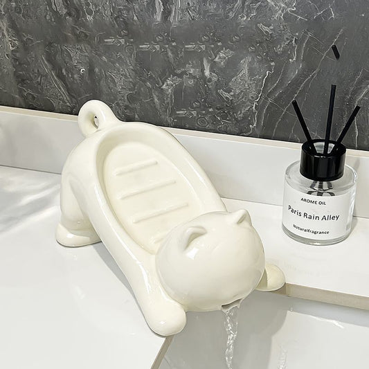 Cat Plastic Soap Dish Creative Cute Bathroom Soap Holder
