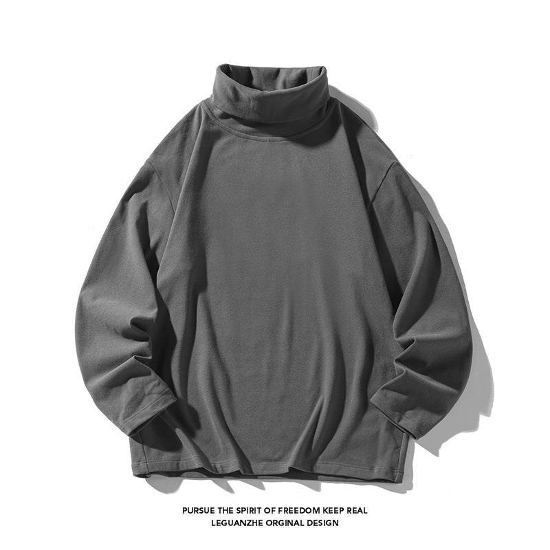 Hong Kong Style White Bottom Plus Size Dralon Turtleneck Bottoming Shirt - Mubimart