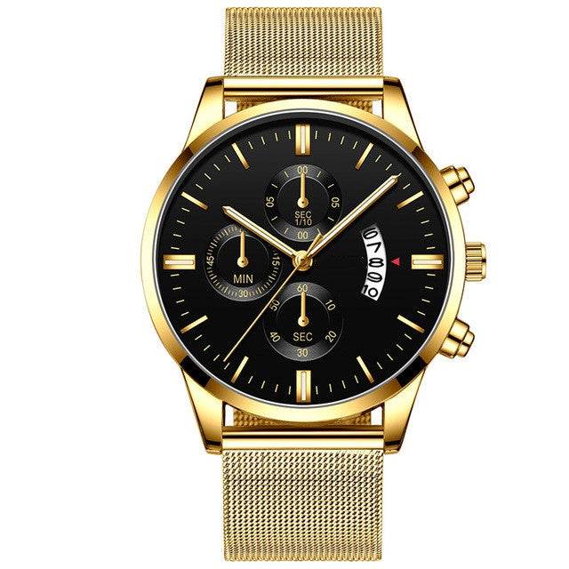 Mens Business Luxury Watches For Men Mesh Band Quartz Watch - Mubimart