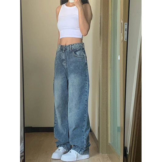 Plus Size High Waist Wide Leg Jeans For Women - Mubimart