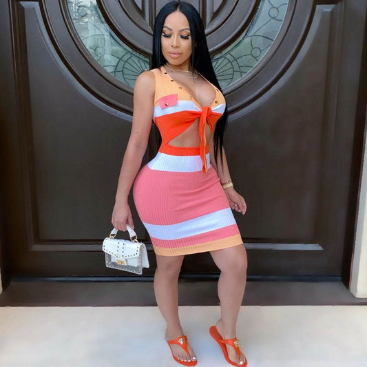 V neck Sexy Dress Bodycon - Mubimart