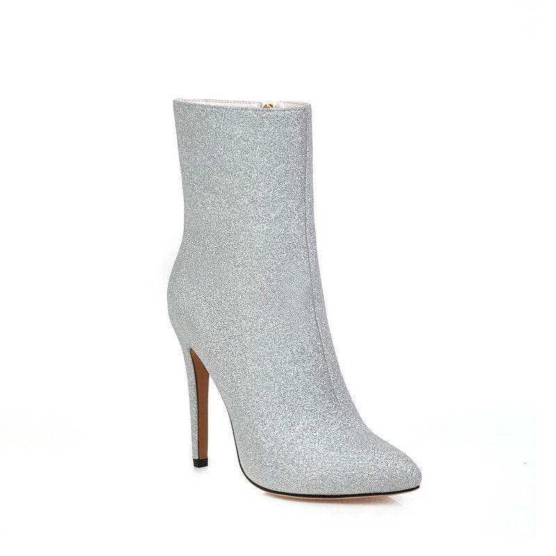 Sequined side zip stilettos - Mubimart