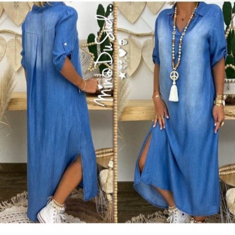 Plus Size Women's Clothing, Foreign Trade Plus Size, New Washed Denim Dresses - Mubimart