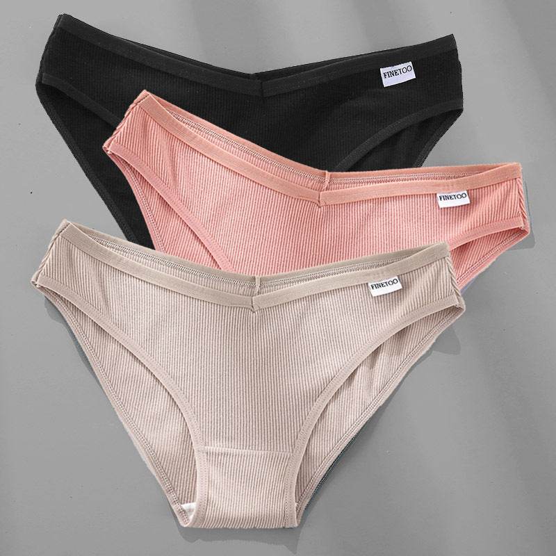 3PCS M-4XL Cotton Panties Female Underwear Sexy Women Briefs - Mubimart