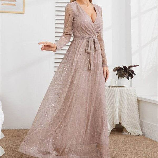 Lace Long Sleeve Prom Wedding Dress Backless - Mubimart