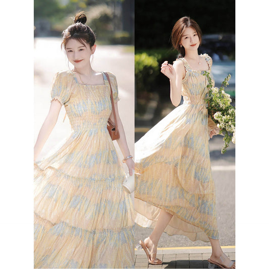 Floral Slip Dress Stringy Selvedge Dress Women - Mubimart