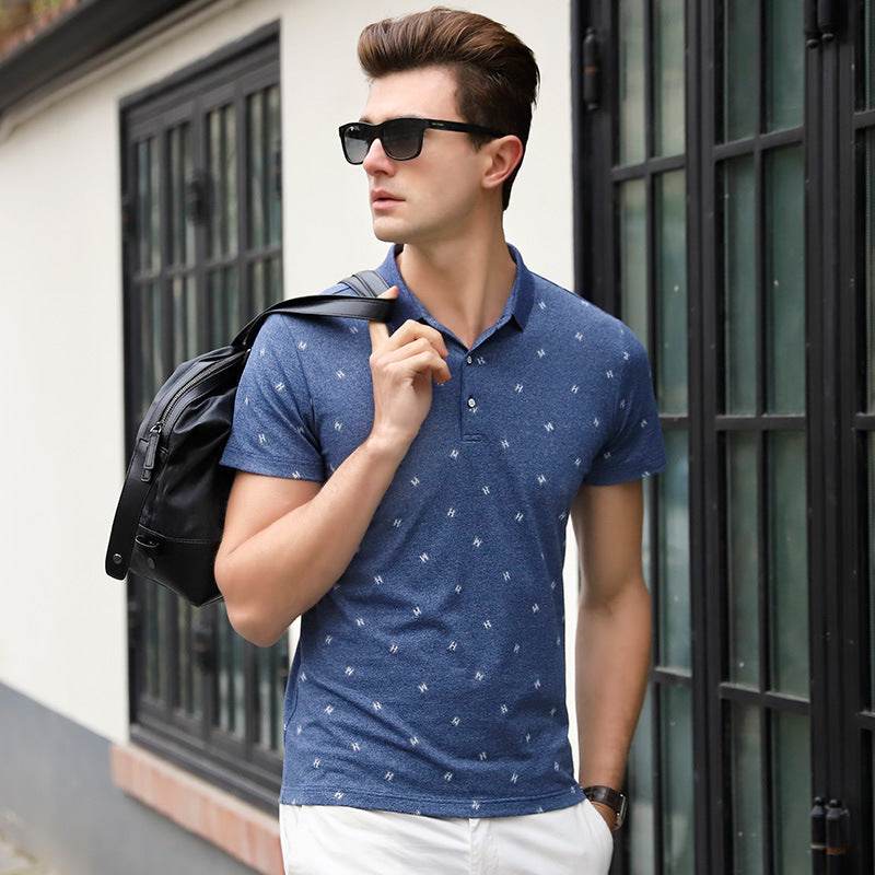 Lapel T-shirt letter POLO shirt - Mubimart