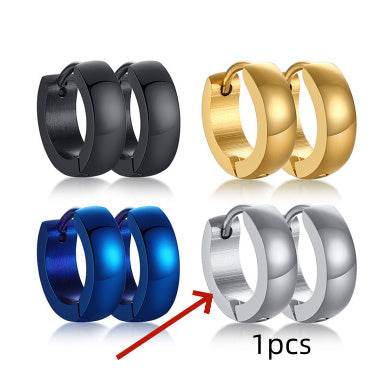 Stainless Steel Light Body Inner Sand Earrings Japanese And Korean Simple Men - Mubimart