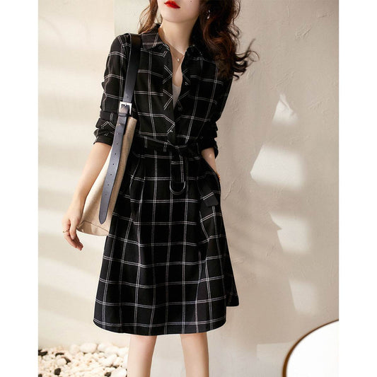 Plaid shirt dress - Mubimart