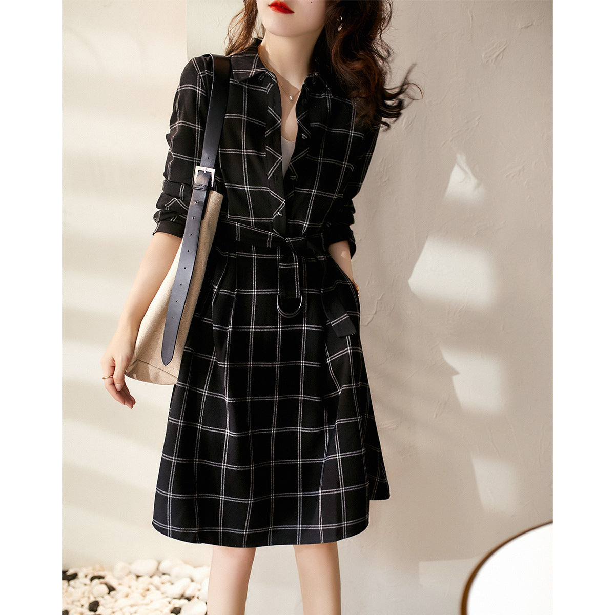 Plaid shirt dress - Mubimart -  