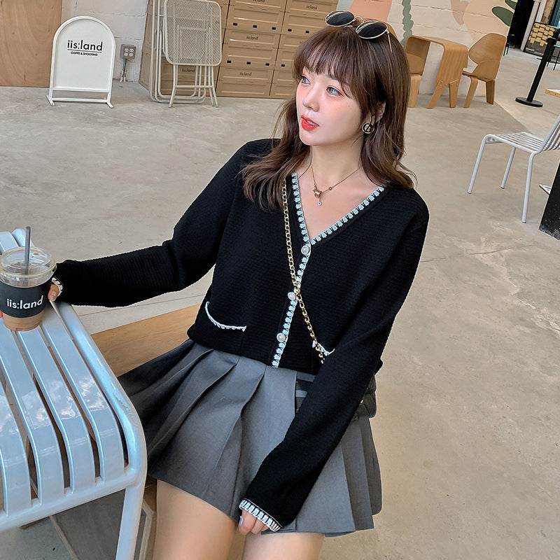 Knit sweater retro temperament blouse cardigan women - Mubimart