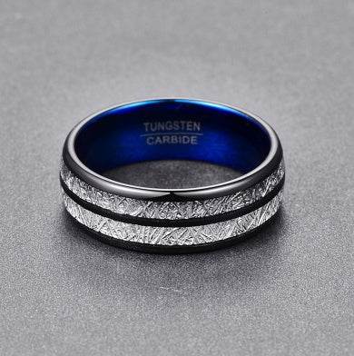 Wedding Band 8mm Width Men Women Rings Accessories Black Blue Tungsten Carbide Rings Couple Anillos Fashion Jewelry - Mubimart
