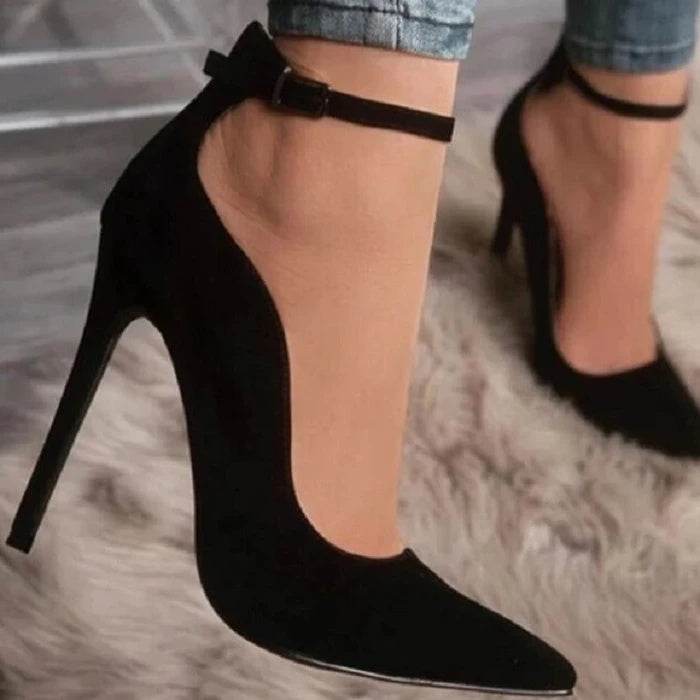Buckle pointed high heels - Mubimart