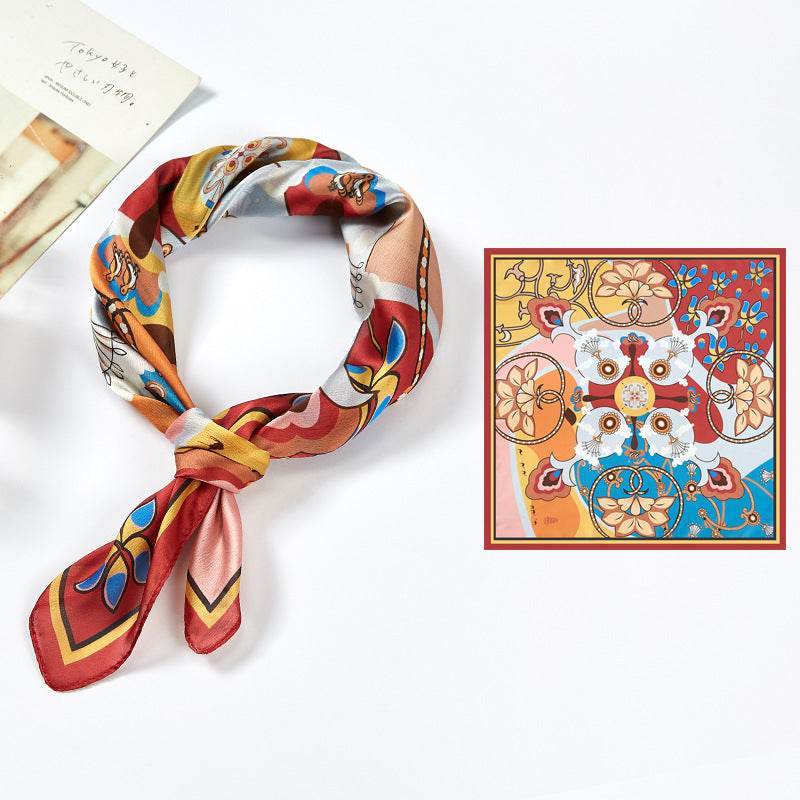 New Simulated Silk Satin Printed Scarves - Mubimart