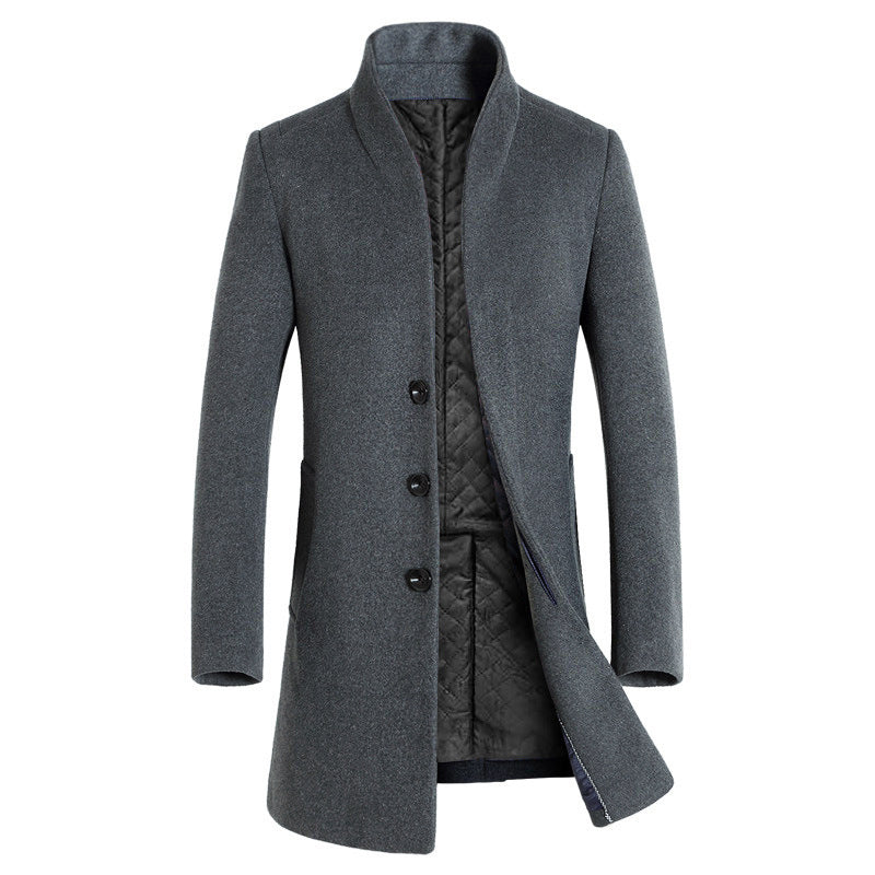 Men's long coat woolen coat trench coat