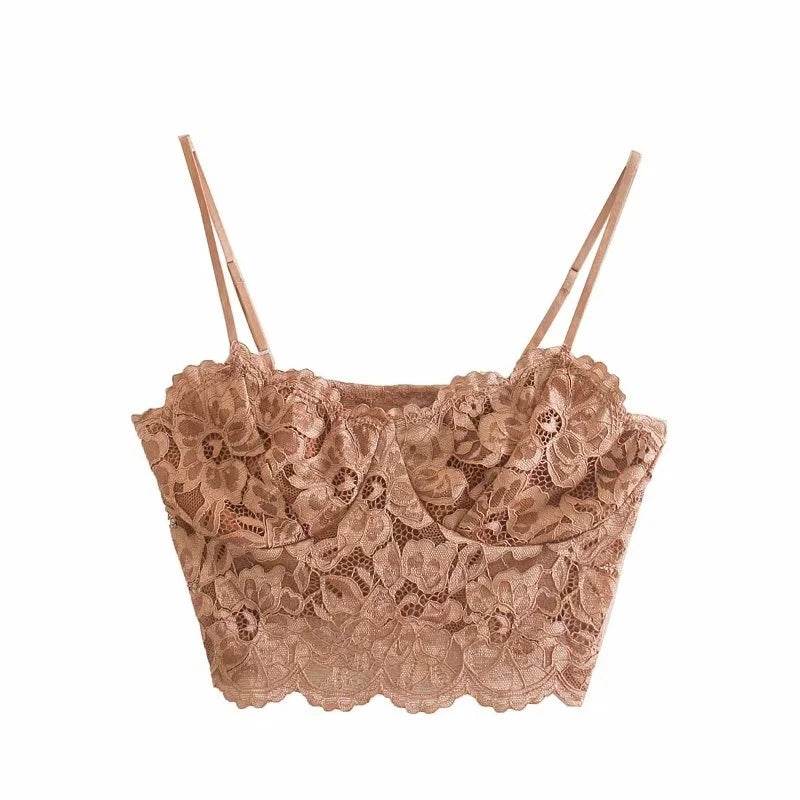 Lace underwear top with camisole - Mubimart
