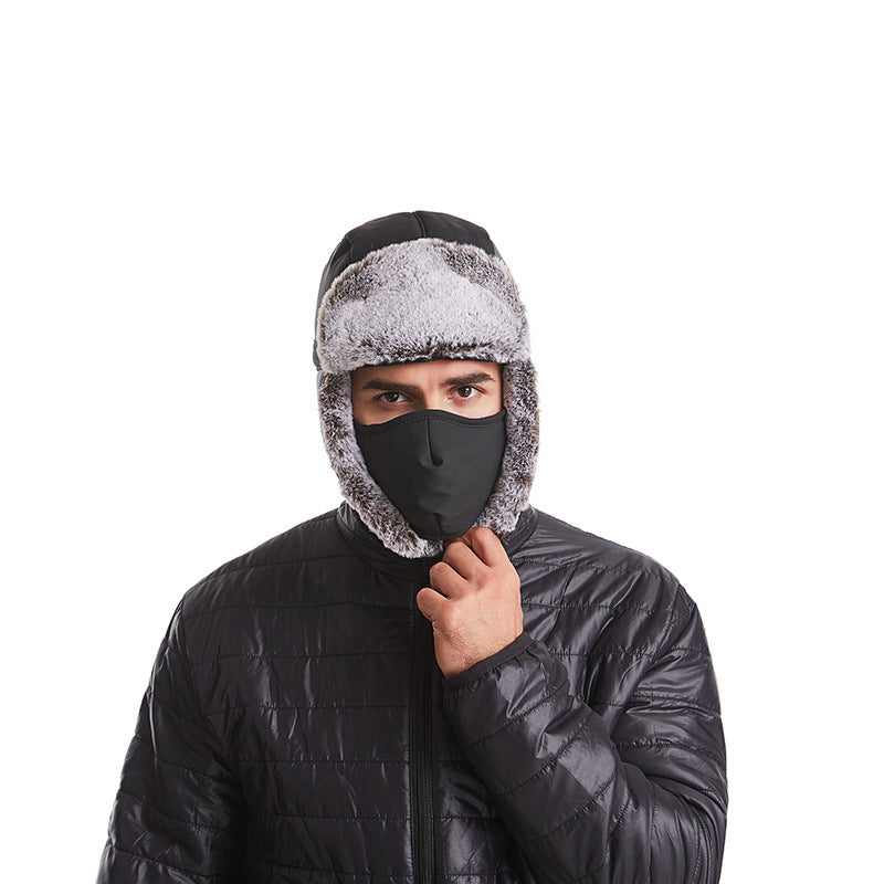 Winterkoud en warm plus fluwelen masker gezichtsbescherming hoed