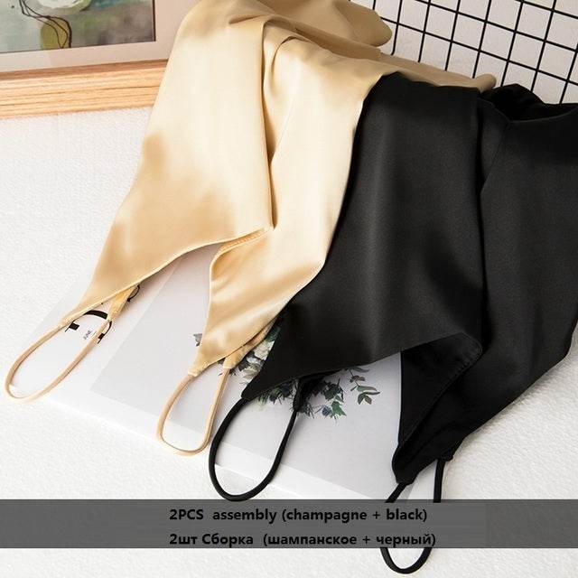 Summer Crop Top Women Camis Silk Satin Tank Top Women - Mubimart