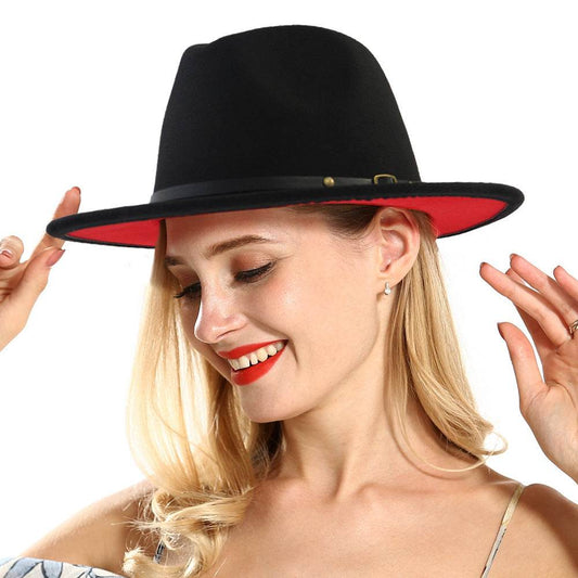 Automne et Hiver Laine Chapeau De Fedora De Mode Femme En Laine chapeau haut-de-forme Noir Chapeau Rouge Fedora Hommes L'église Panama Sombrero Chapeau - Mubimart