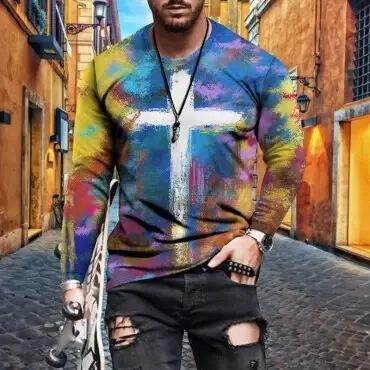 Mens Letter Crew Neck Slim Fit Casual Print T Shirt - Mubimart