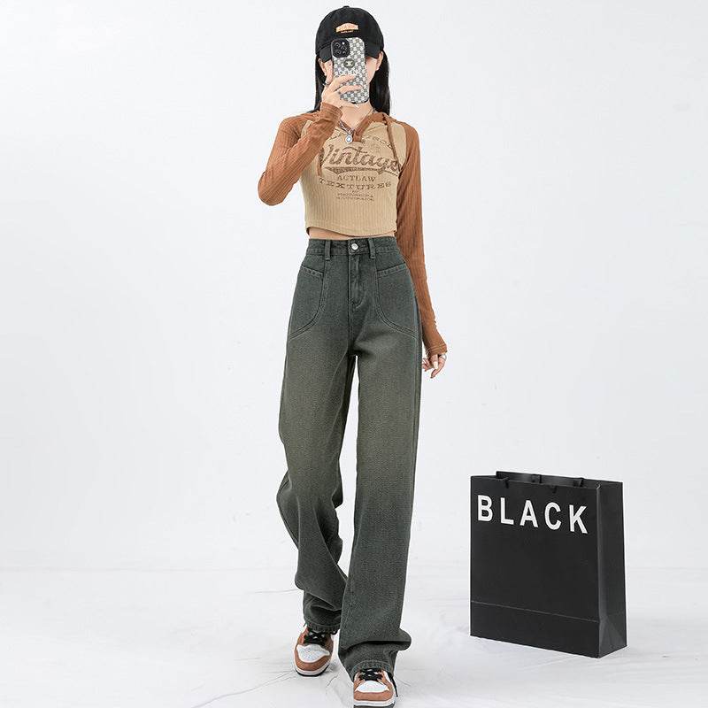 Fashion Washed Wide-leg Jeans For Women - Mubimart