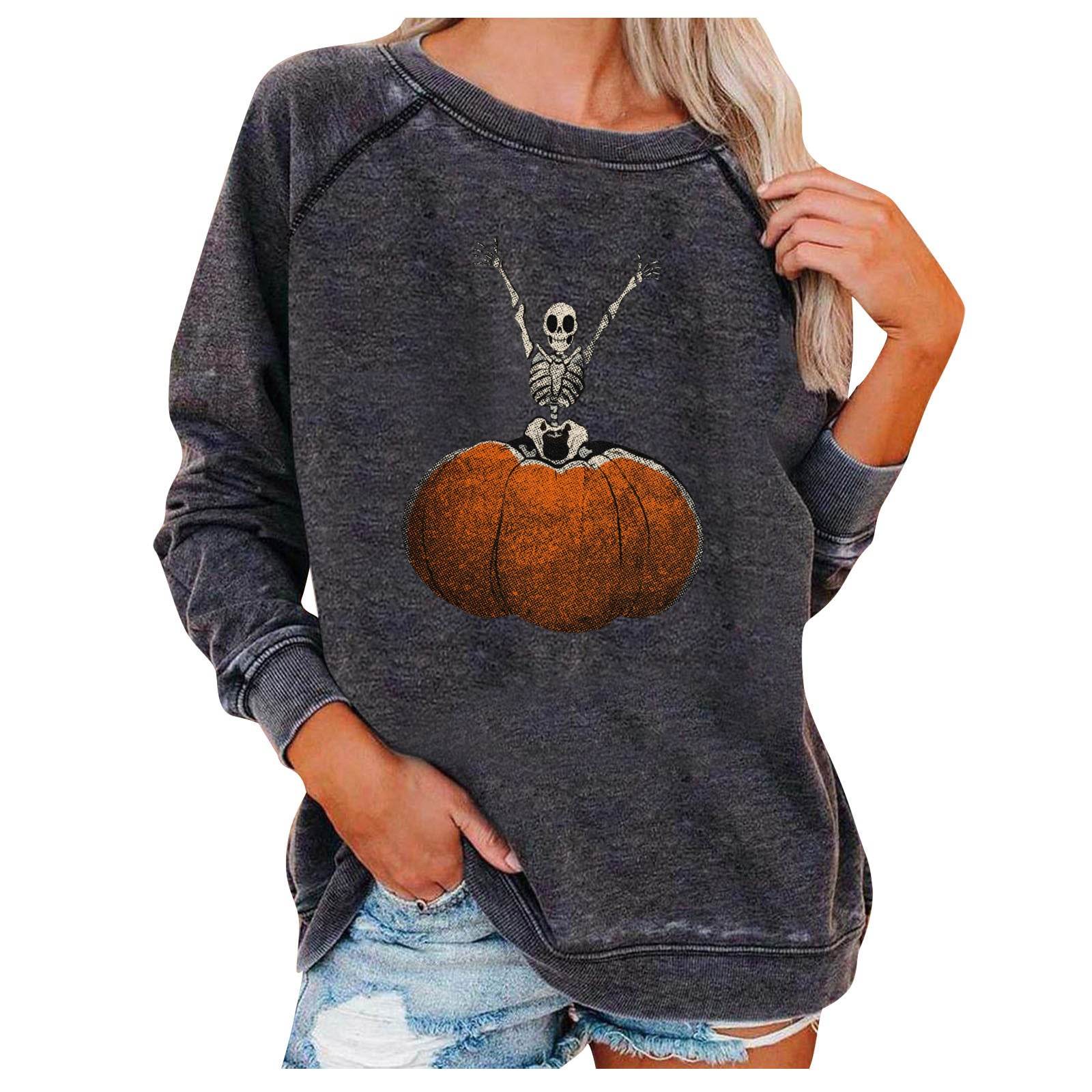 Loose Women's Tops Halloween Themed Sweatshirts - Mubimart
