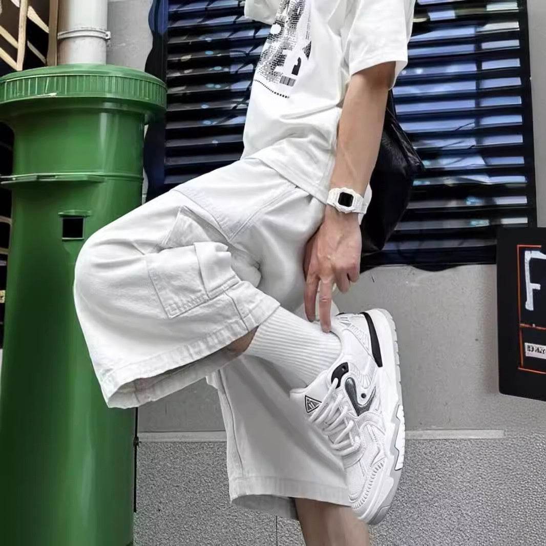 All-matching Loose Straight Cargo Cropped Pants Casual Pants Trendy - Mubimart