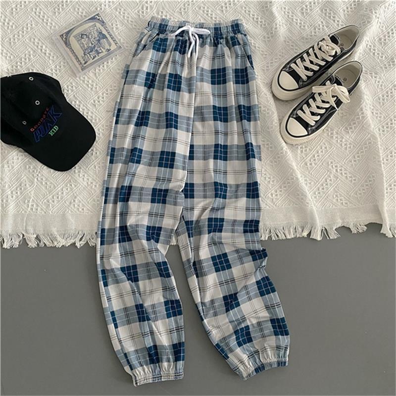 Plaid Pants Women's Casual Jogger Pants Fashion Loose Street Harem Pants