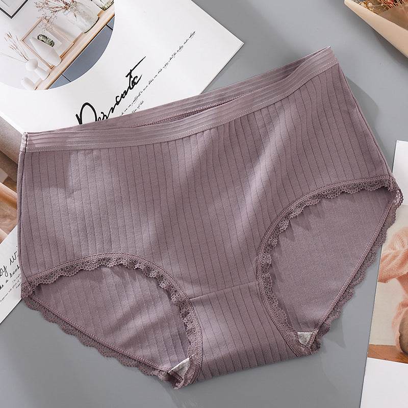 Antibacterial lace-edged panties - Mubimart