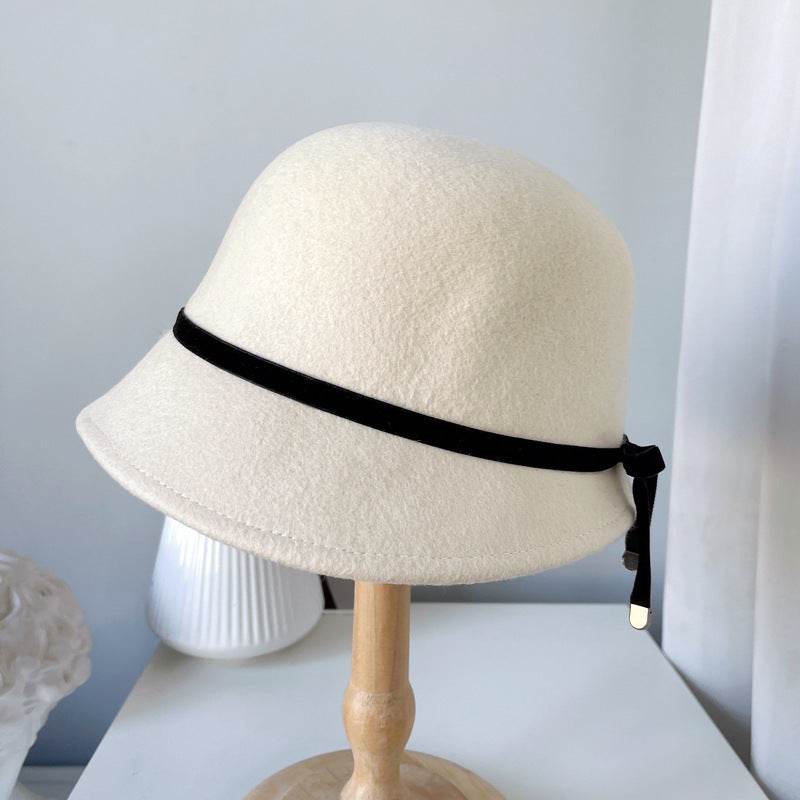 Wool Felt Hats Fine Bow Ladies - Mubimart
