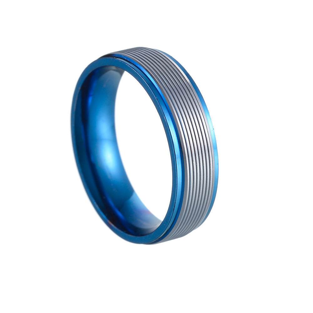 Jewelry 6mm Multicolor Threaded Titanium Steel Ring For Men - Mubimart