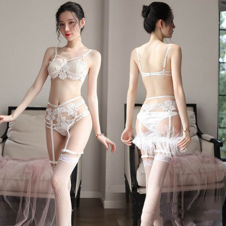 Water-Soluble Lace Bikini Garter Belt Sexy Inner Clothes - Mubimart