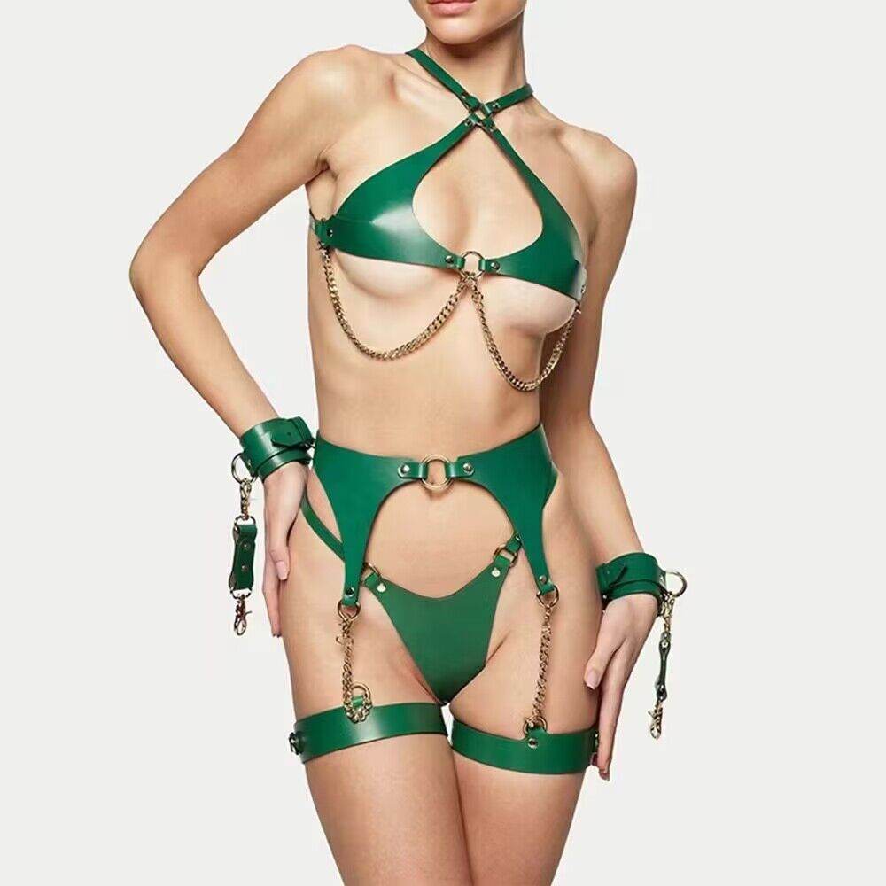 Personality Shapewear Leather Underwear Suit - Mubimart