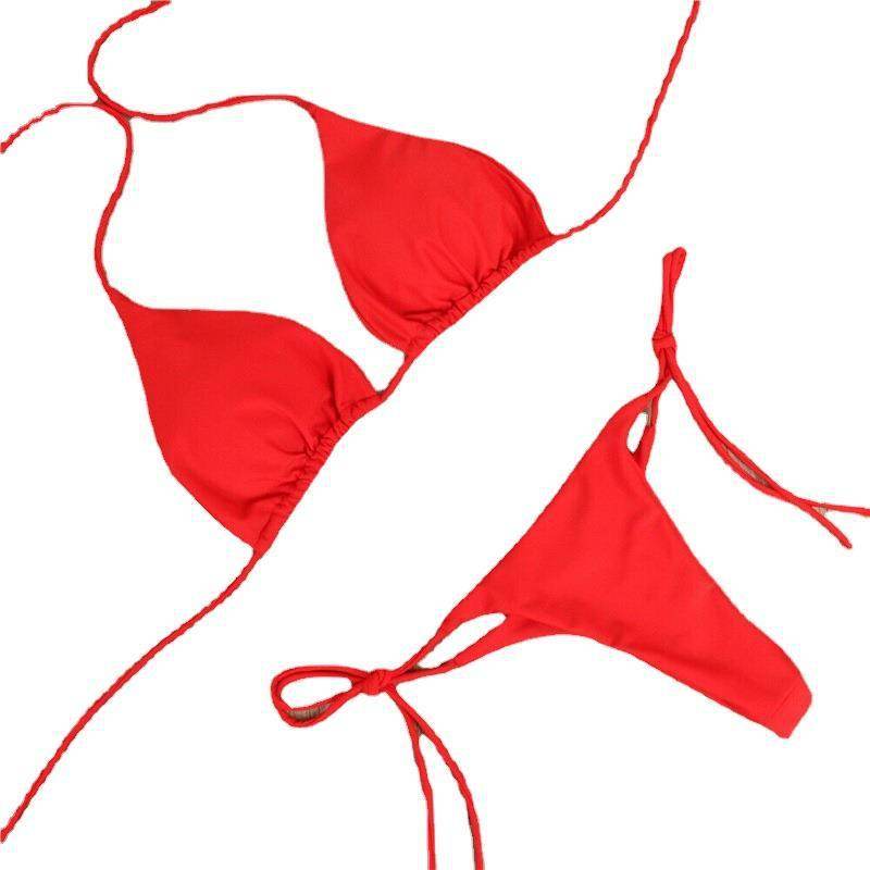 Halter Neck Tie Bikini Ladies Split Tie Swimsuit - Mubimart