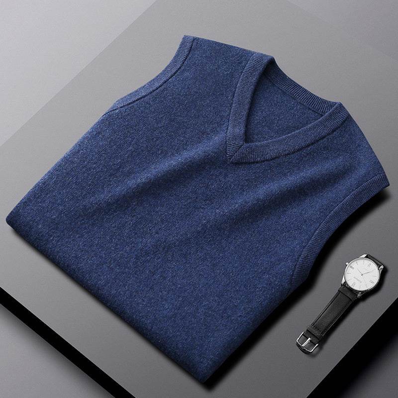 Fashion Cashmere Vest Men's Sleeveless Sweater - Mubimart