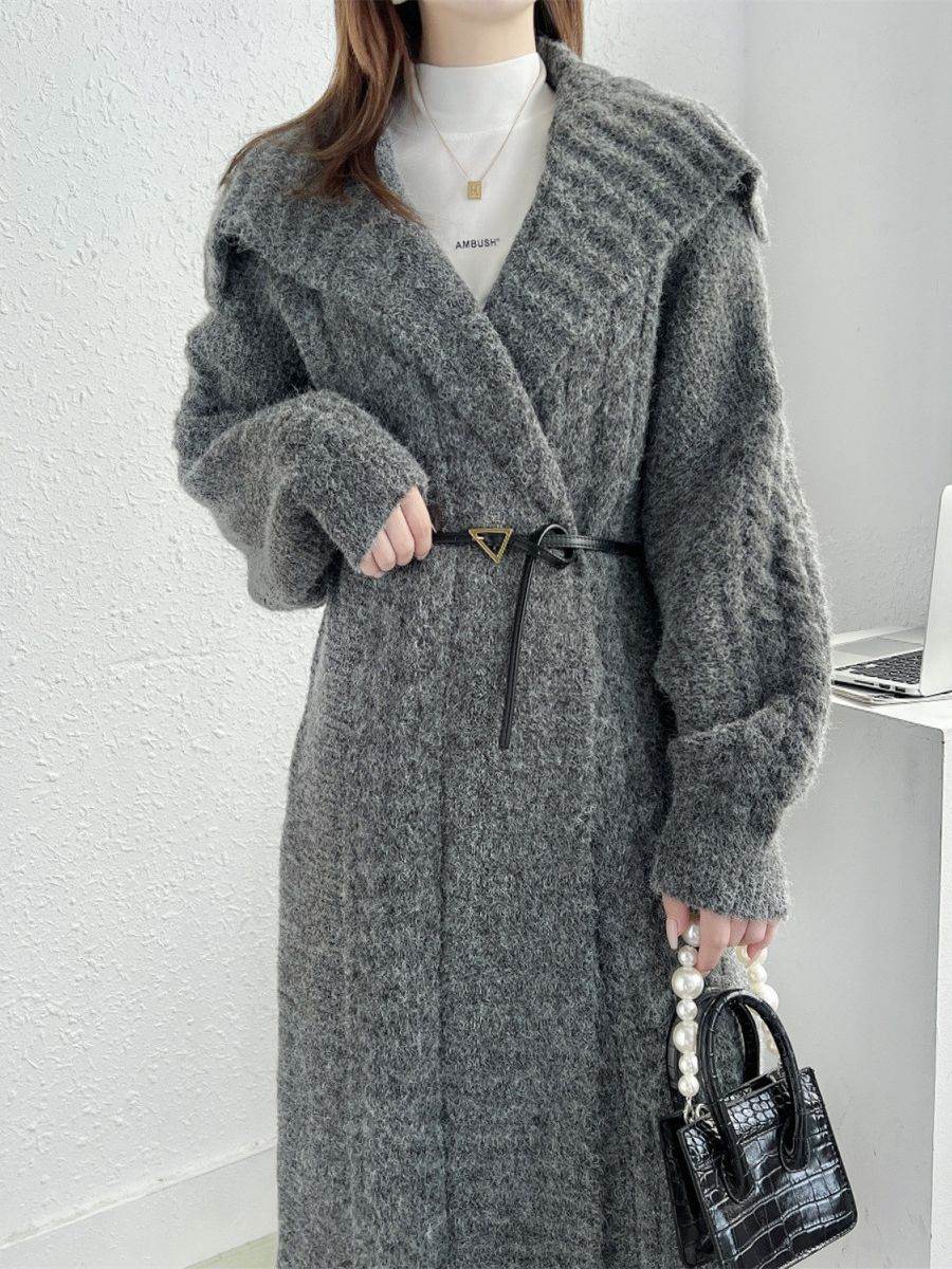 Long Knitted Cardigan Coat Women's Plus Size - Mubimart