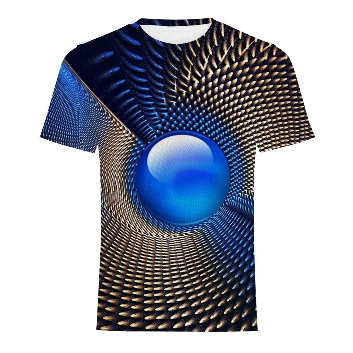 Mens Fashion Casual Digital Print Crew Neck T-shirt - Mubimart