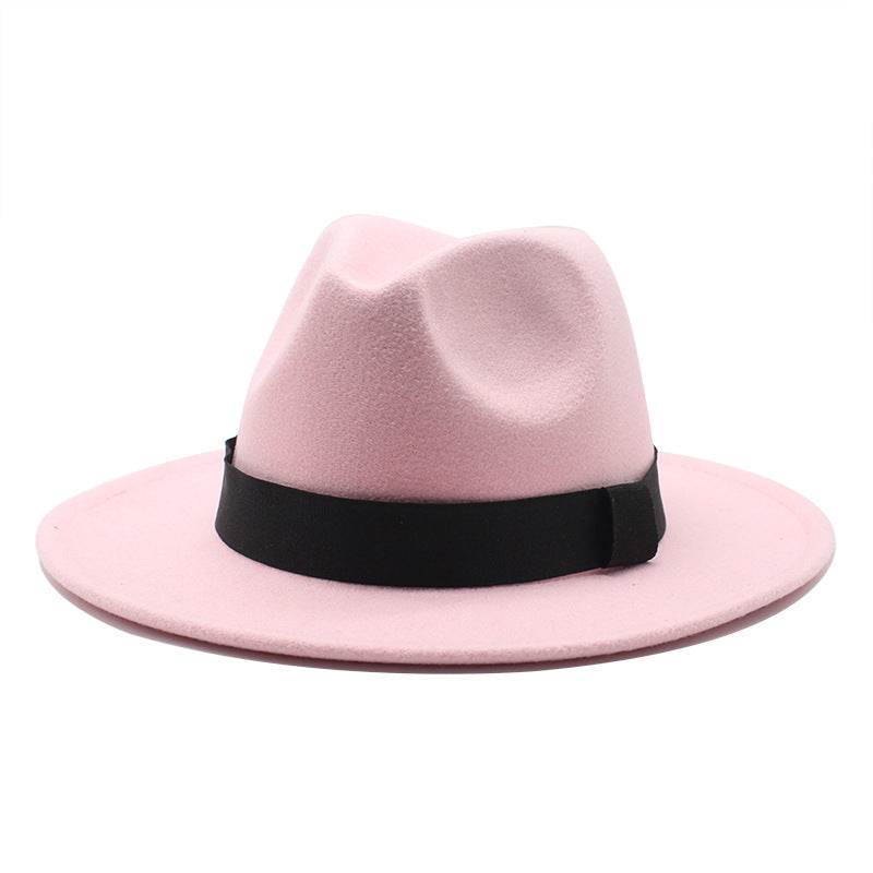 New Panama Flat Brim Fedora Hat Woolen Hat Men's And Women's Hats - Mubimart