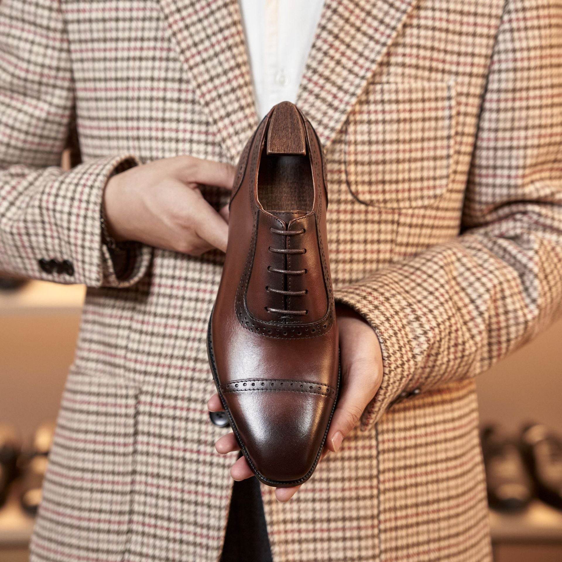 Business Office Oxford Shoes Brogue Leather Shoes Men's Leather - Mubimart