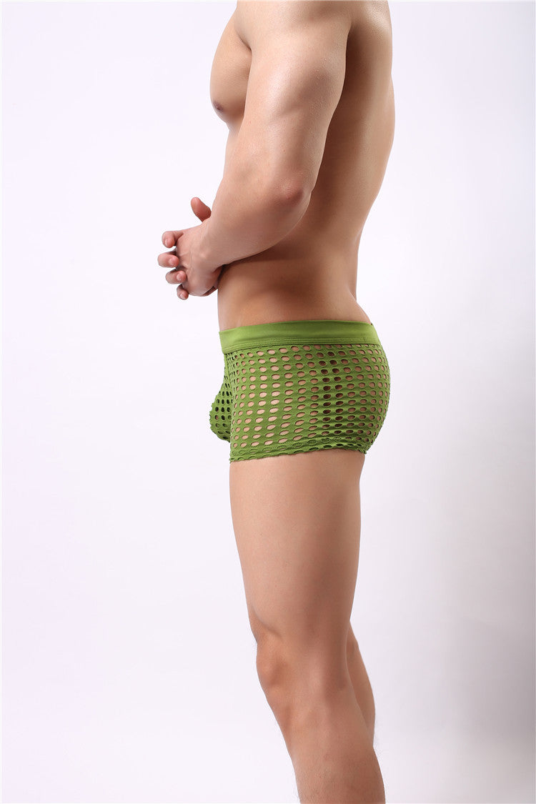 Mesh boxer briefs hollowed out