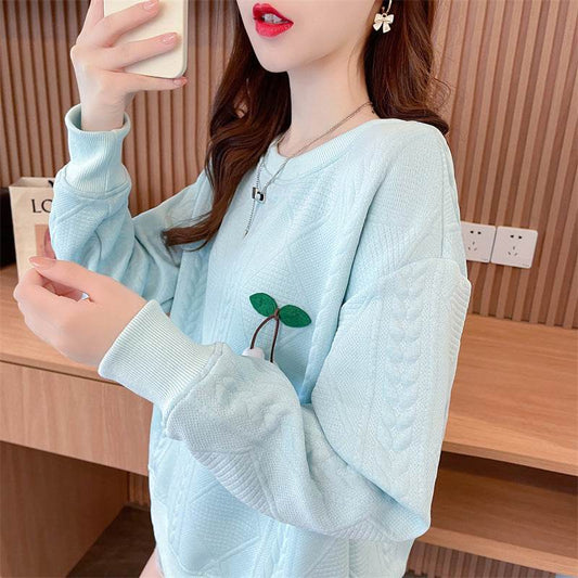 Plus Size Thin Pullover Long Sleeve Top - Mubimart