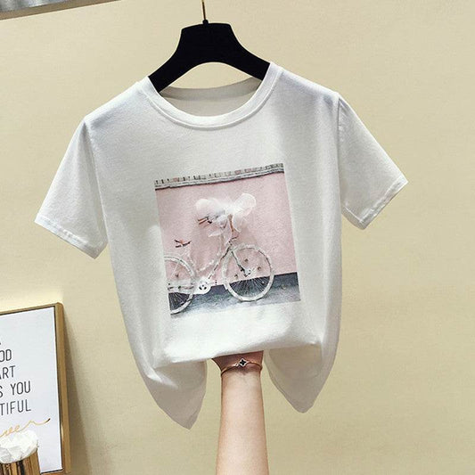 Summer Fashion With Loose Blouses, Women Cover Belly And Reduce Age, Short-sleeved T-shirts - Mubimart