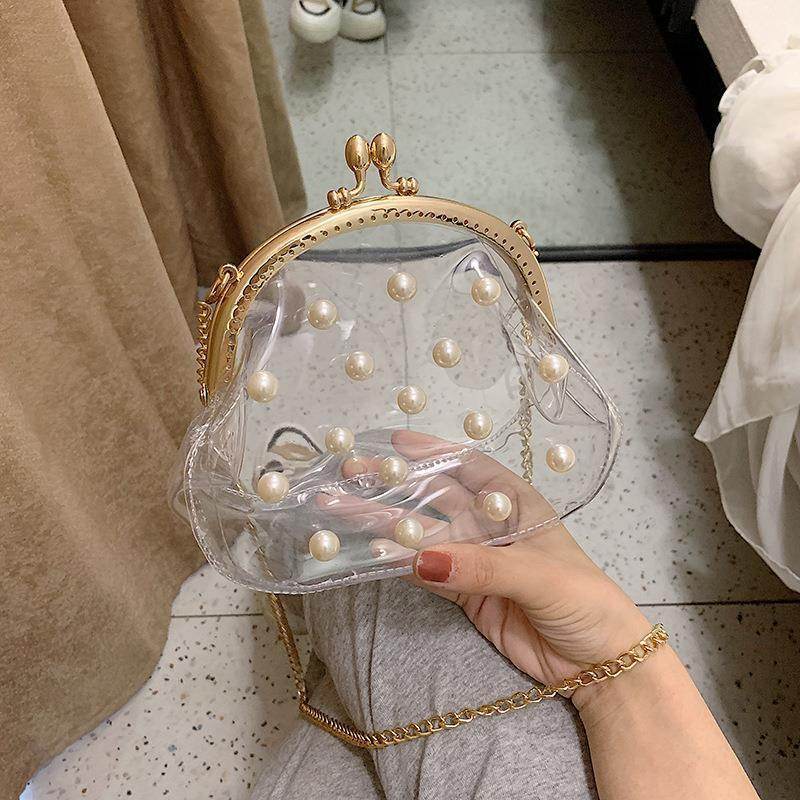 Pearl Jelly Chain Messenger Bag Women - Mubimart