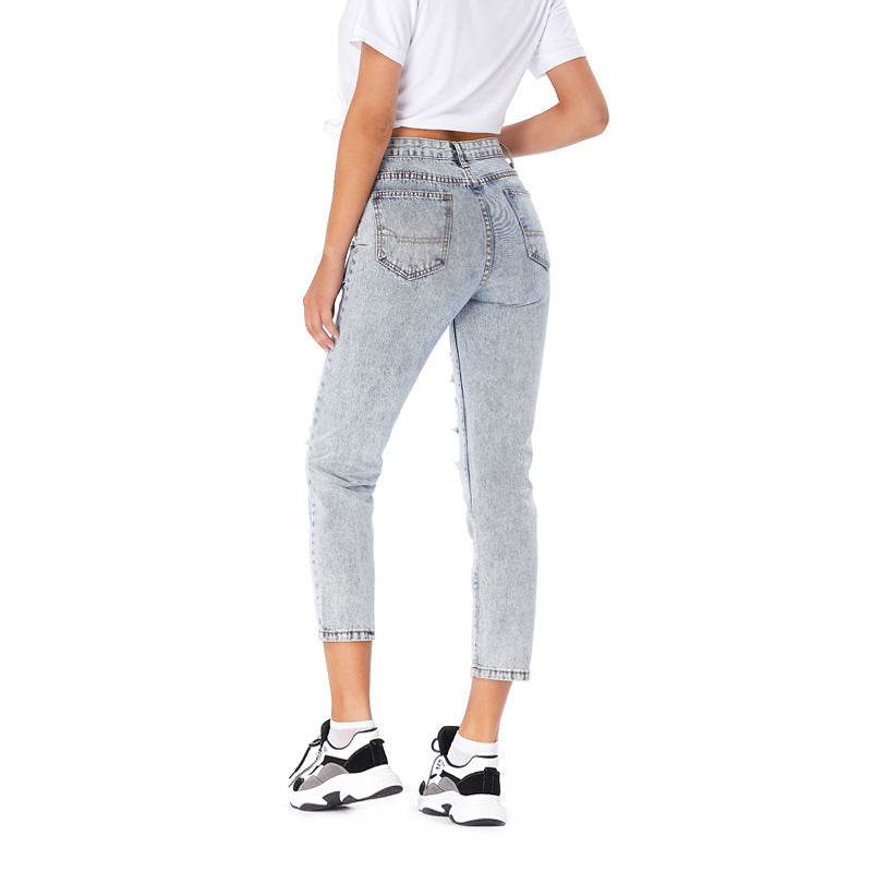 Jeans Women's Ripped Spring Casual Loose Jeans - Mubimart