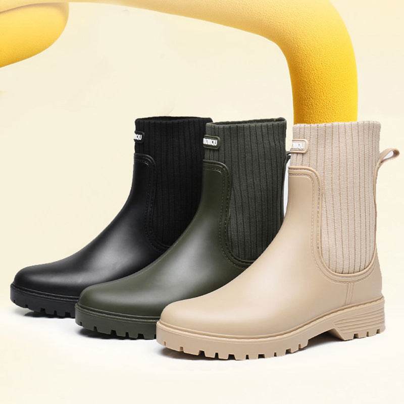Women's Rain Waterproof Rain Anti-slip Rain Boots - Mubimart