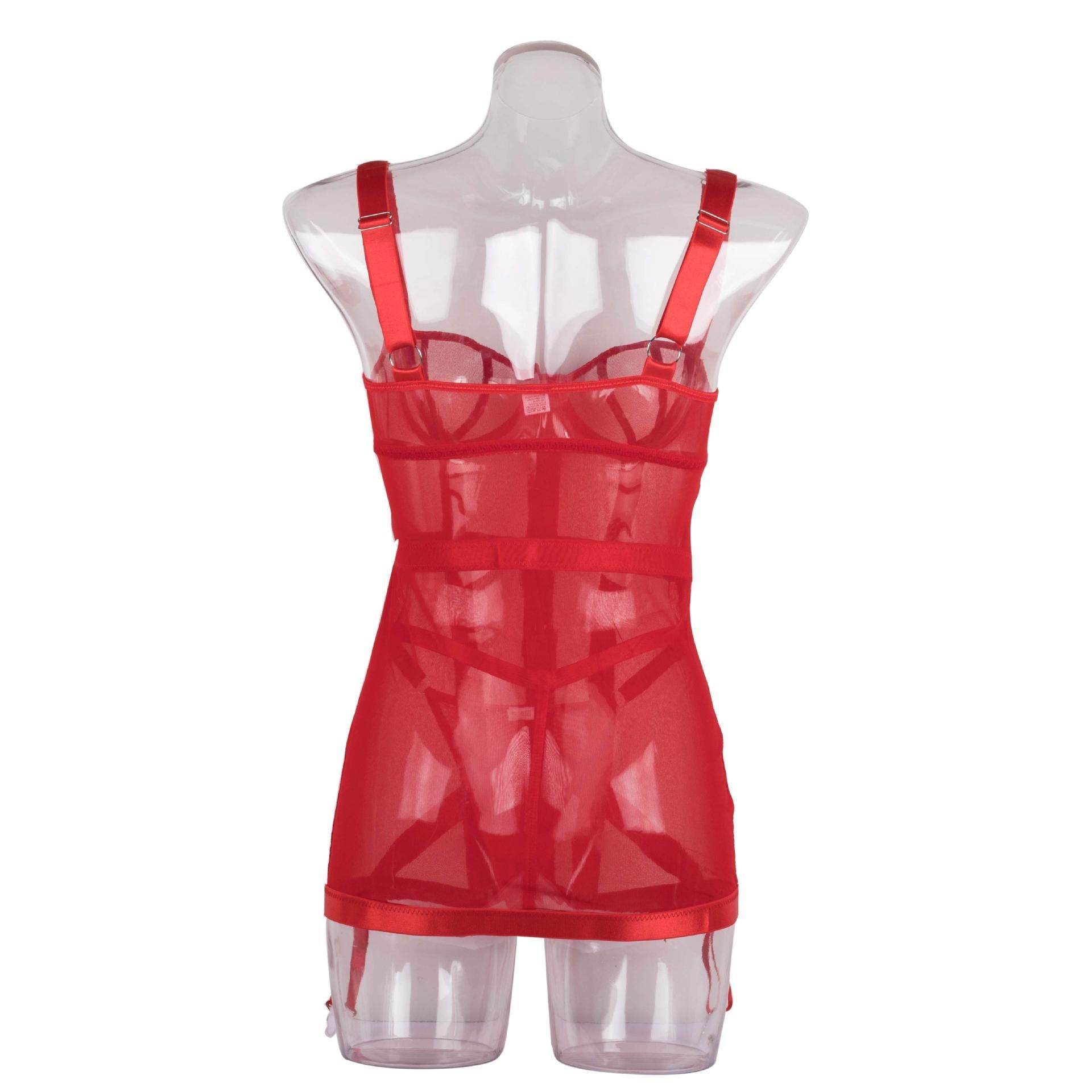 Heavy Craft Mesh Stitching Light Belt Jumpsuit Garter T-back - Mubimart